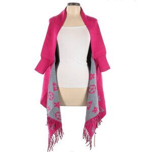 Odiva Luxury Poncho in Fuschia and Marled Grey